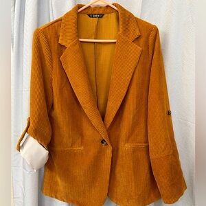 Shein Womens Burnt Orange Corduroy BlazerJacket Medium
